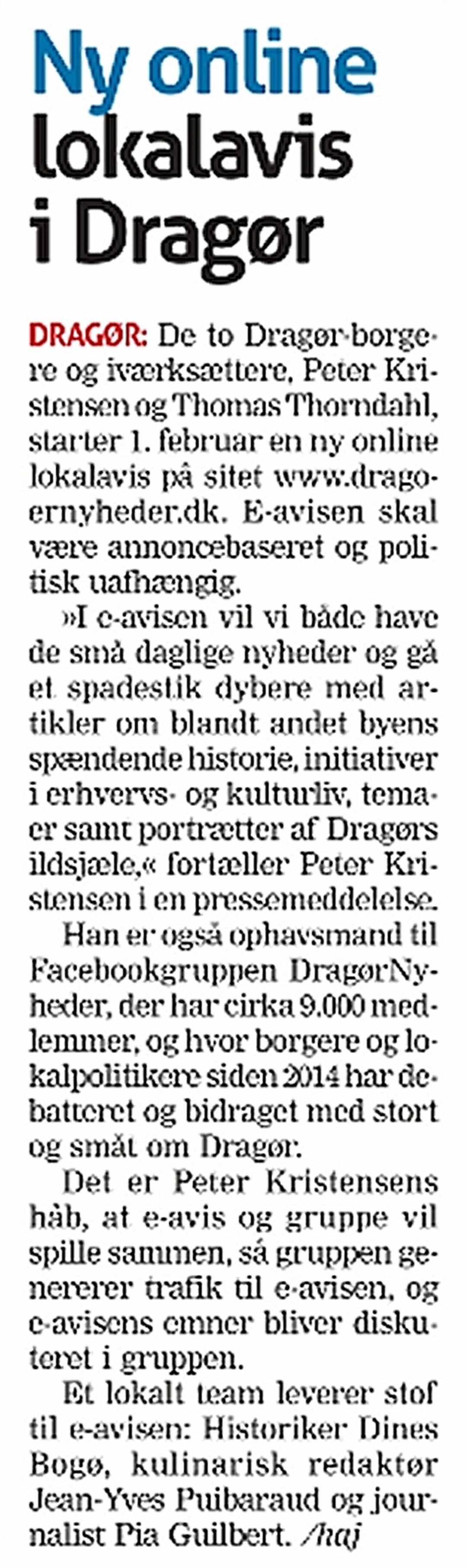 Medier om DragørNyheder.DK